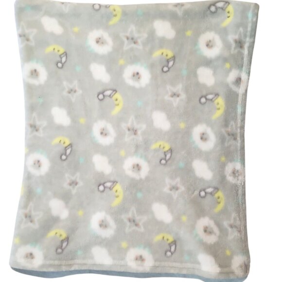2018 Baby Starters Lamb Moon Stars Gray Security Lovey Blanket 31" X 35" - Picture 1 of 4